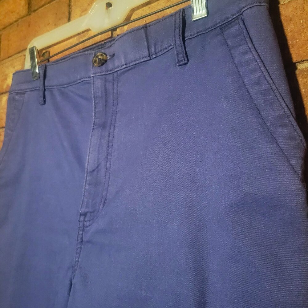 G.H. Bass & Co Women's Chino Cropped High Waist Pant Blue Elastic Back = Size 10 - Picture 2 of 10